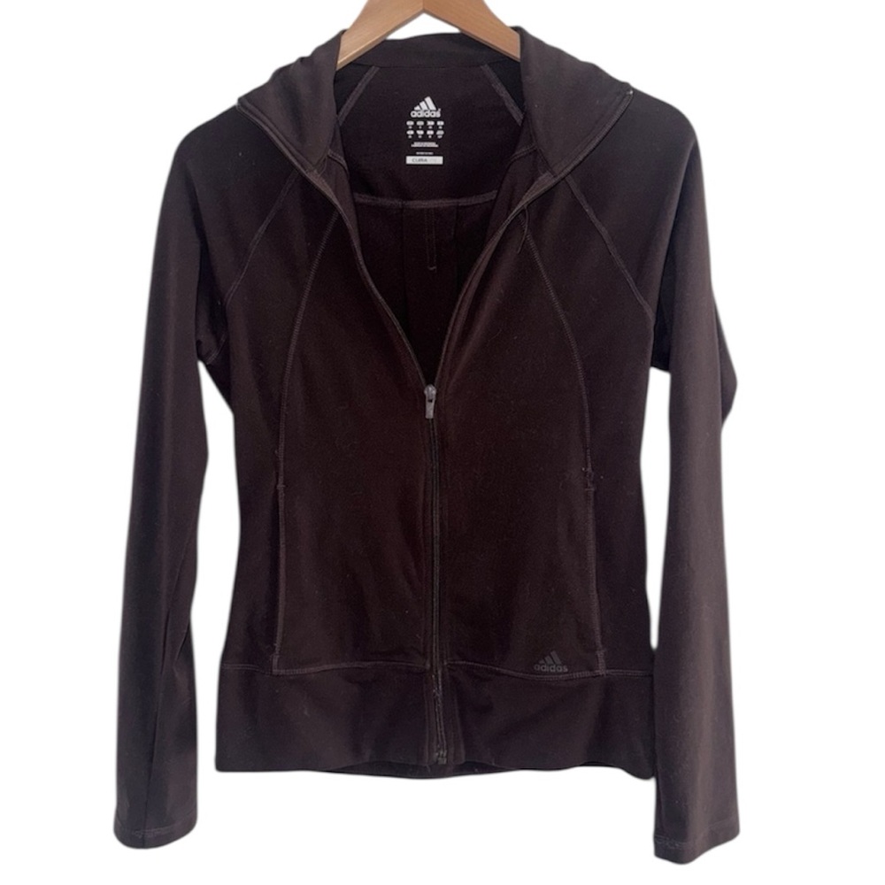 Adidas Chocolate Brown Athletic Zip Up - Small